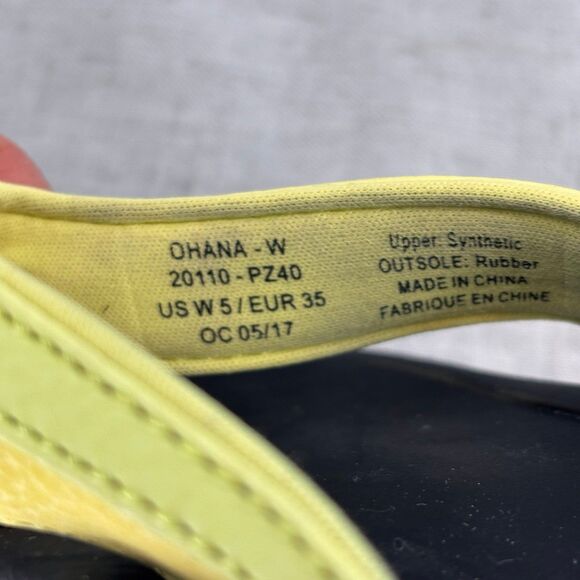 Olukai Ohana Flip Flops Beach Sandals Neon Yellow & Black Women's Size 5 - Picture 8 of 10